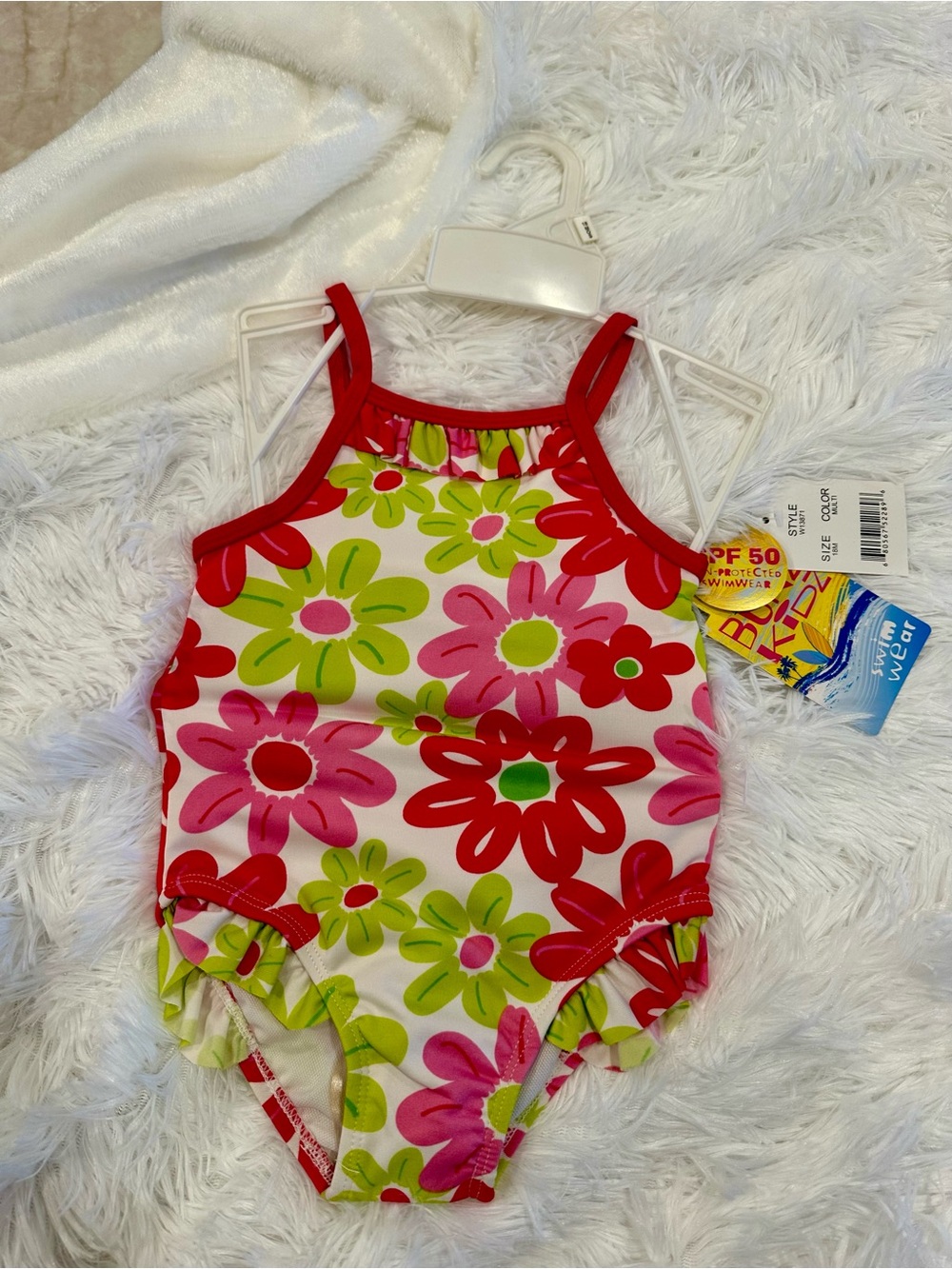 🌺 Bunz Kidz Floral One Piece Swimsuit Girls Size 18 Months SPF 50+